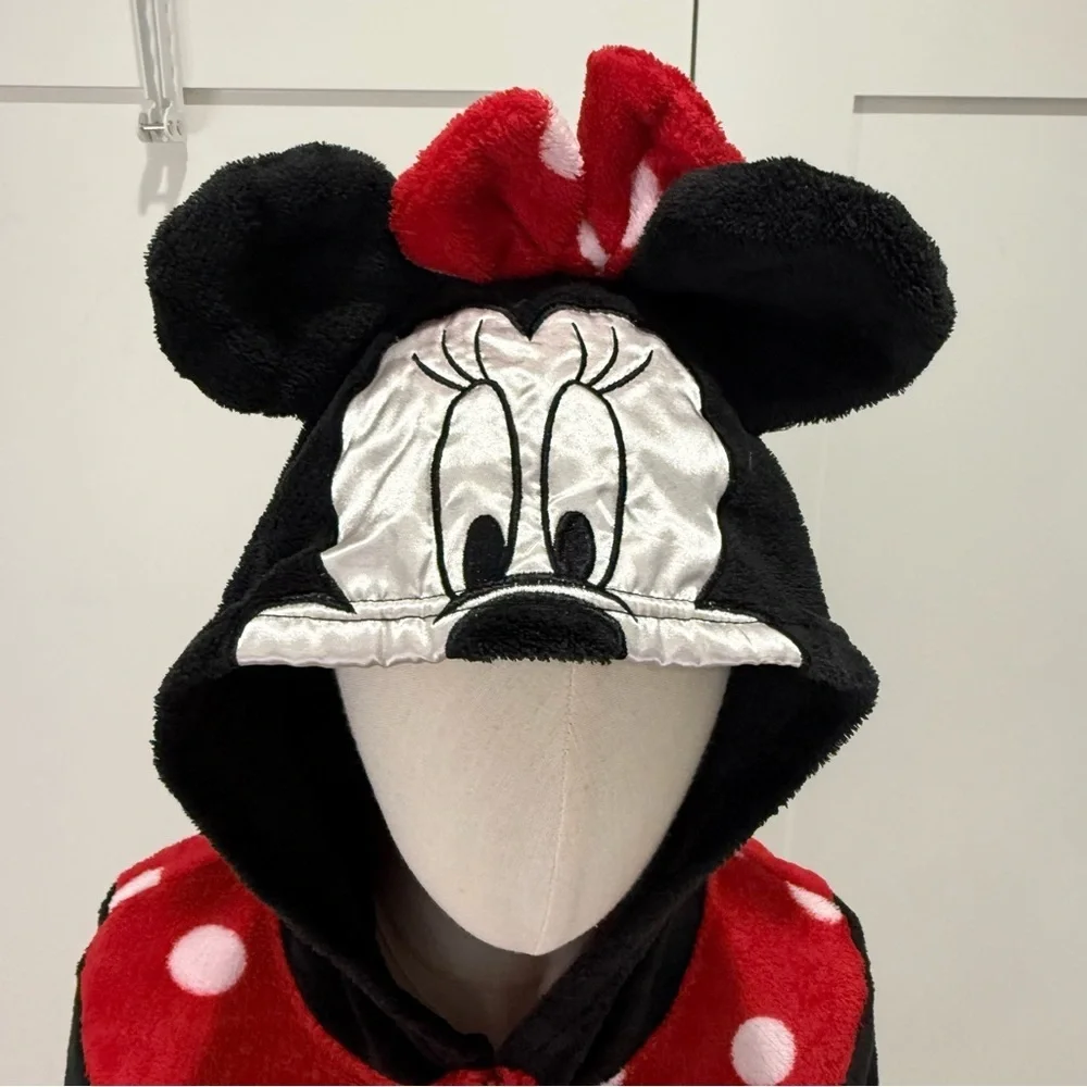 Disney Minnie Mouse Women’s Onesie Pajamas Medium Jumpsuit Red Polka Dot Costume - Picture 5 of 11